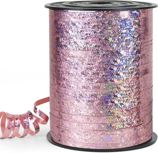 Pink Curling Ribbon - 500 Yard Shiny Metallic Curly Gift Ribbon for Wrapping & Floristry