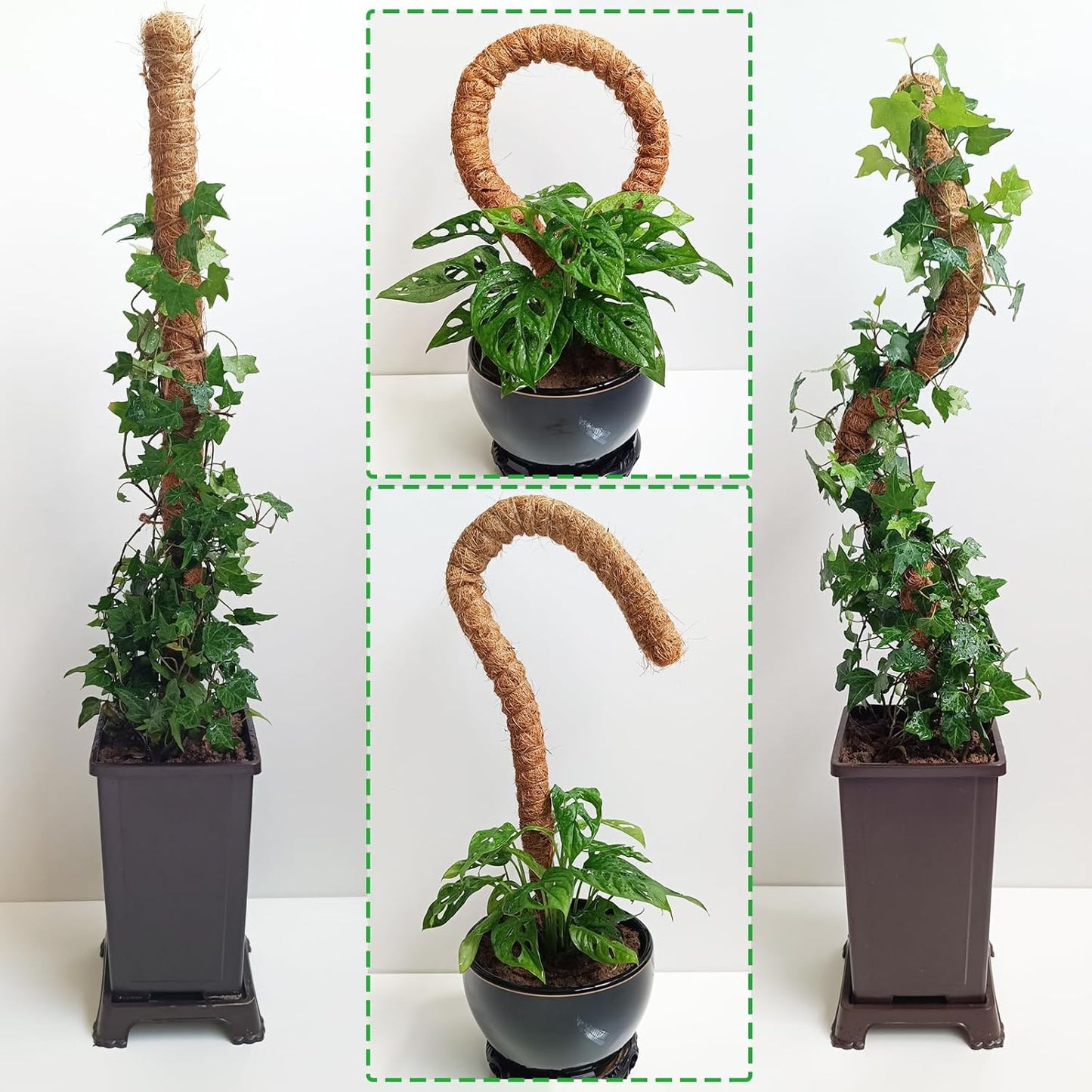 2 Pack 25" Moss Pole, Bendable Moss Pole for Plants Monstera, Moss Poles for Climbing Plants Indoor, Handmade Coco Coir Plant Pole Sticks Support Stakes for Potted Plants