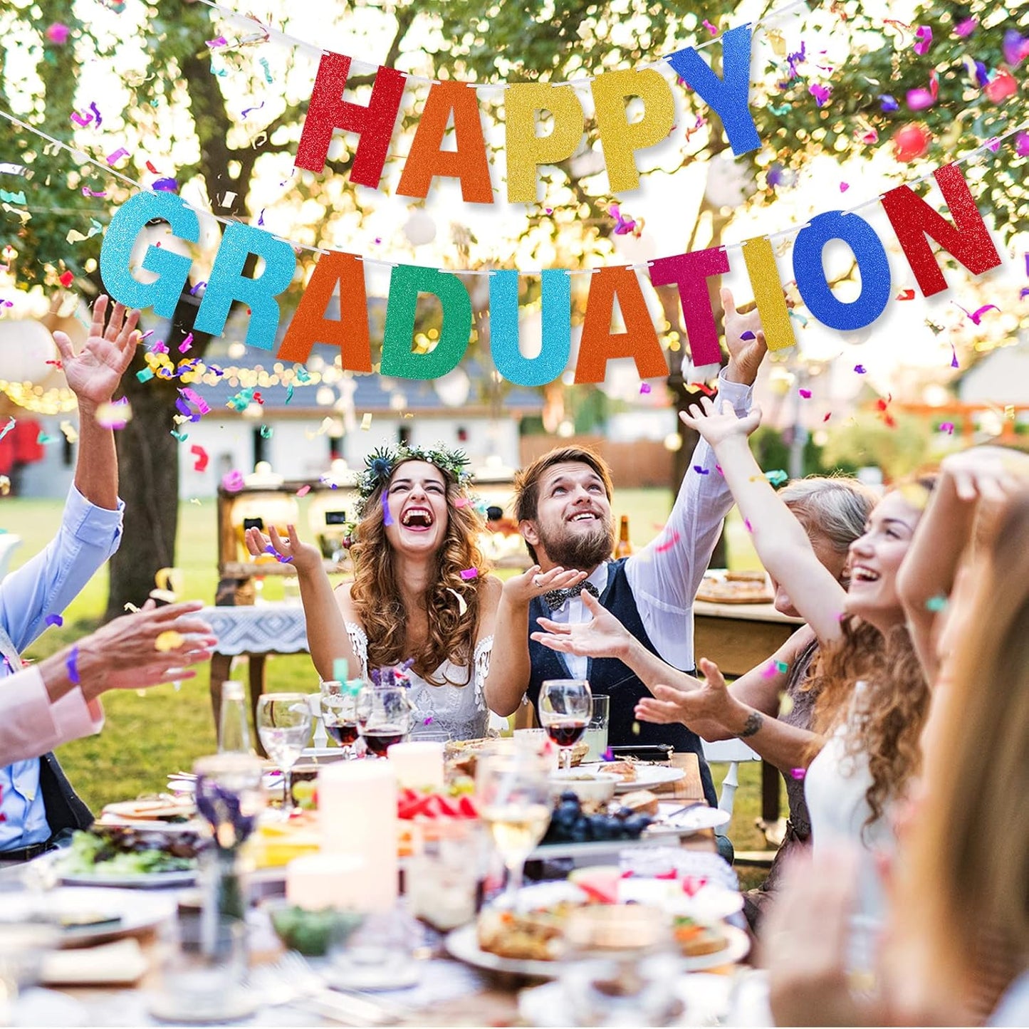 TaoBary 112 Pcs DIY Letter Kit Glitter Customizable Banner Letters Include 107 Letters and Numbers 3 Rope and 2 Needles for Birthday Halloween Christmas Wedding Valentine Party Decor(Rainbow)