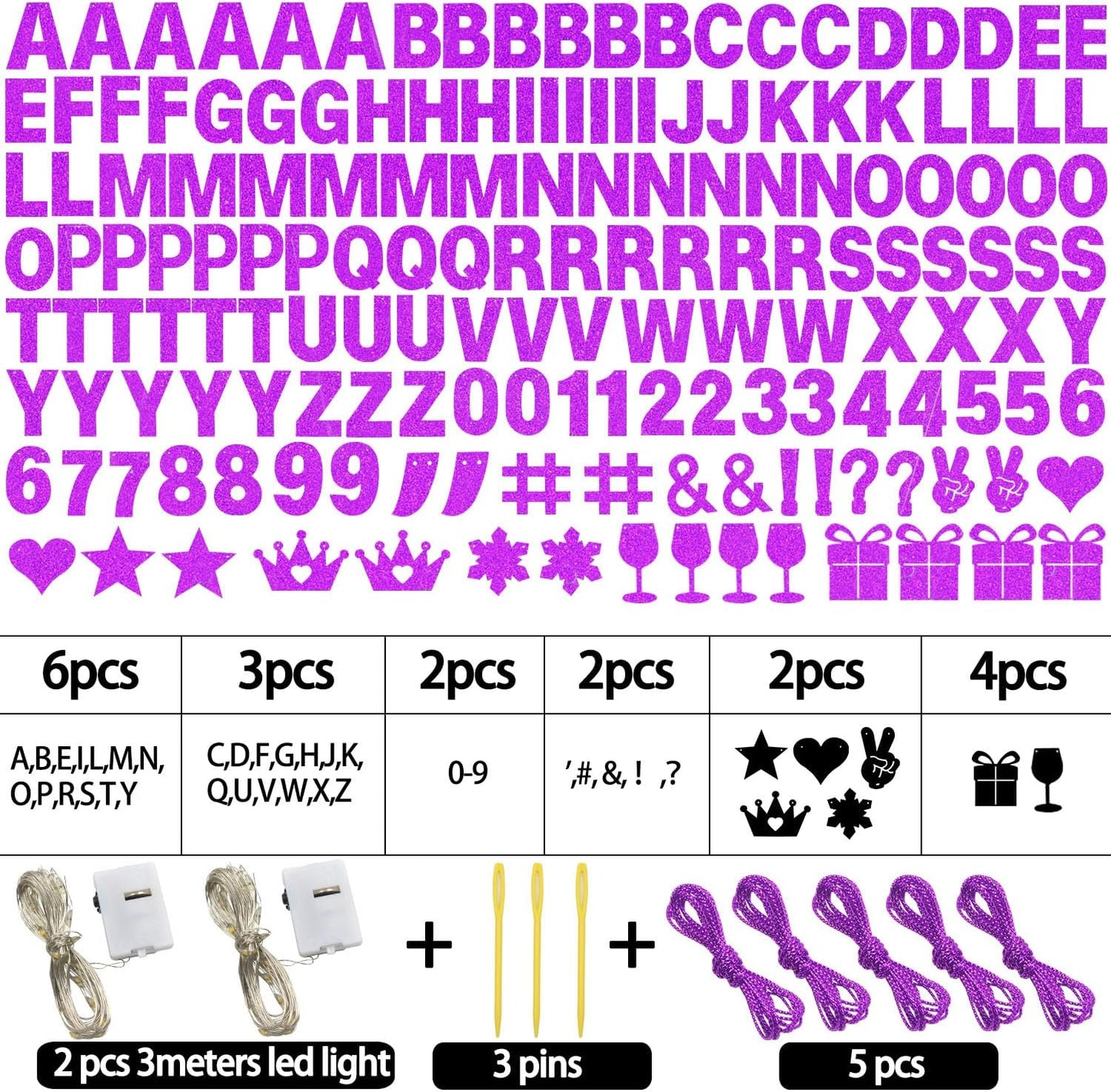 DIY Customizable Banner Letter Banners Party Supplies for Mermaid Party（Glitter Purple）