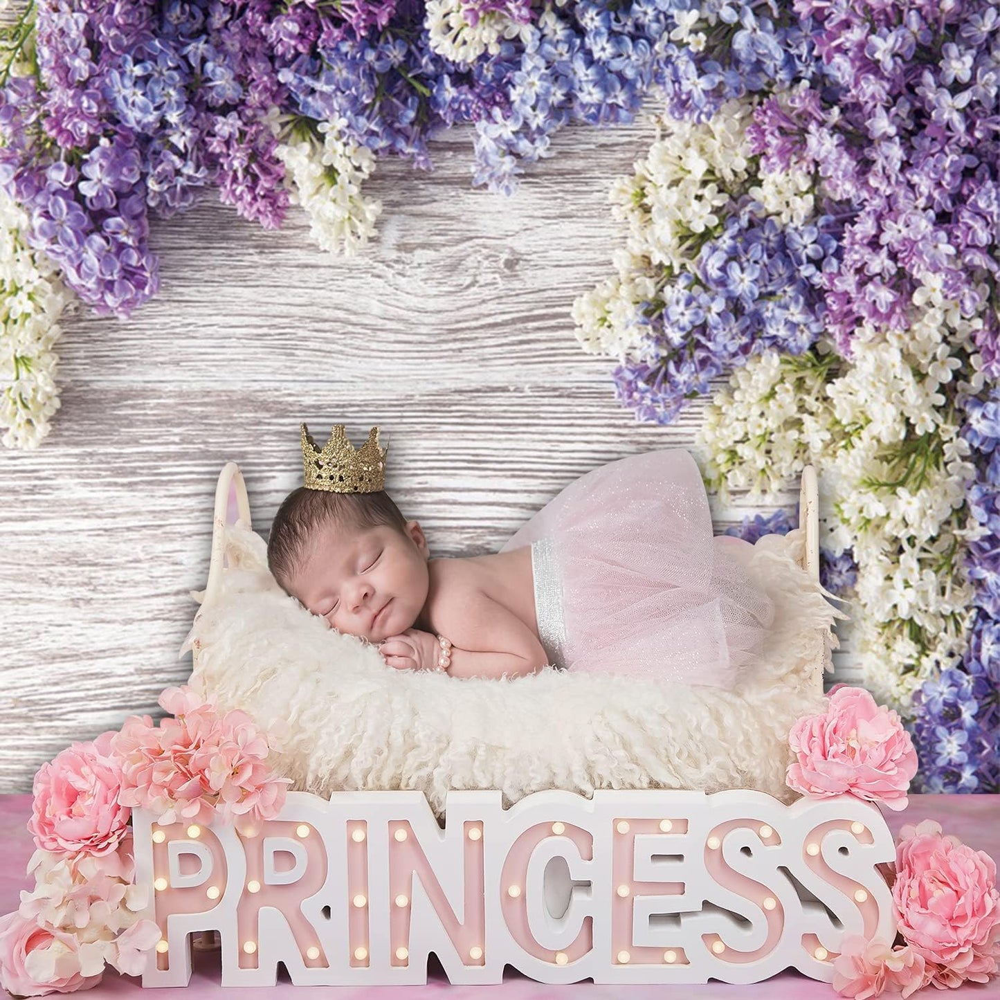 Purple Flower Wood Backdrop LFEEY 10x10ft Newborn Baby Shower Wooden Backdrop Photography Lilac Bloom Bouquet Wood Panel Wall Girls Adults Portrait Background Party Events Decoration Photo Studio Prop