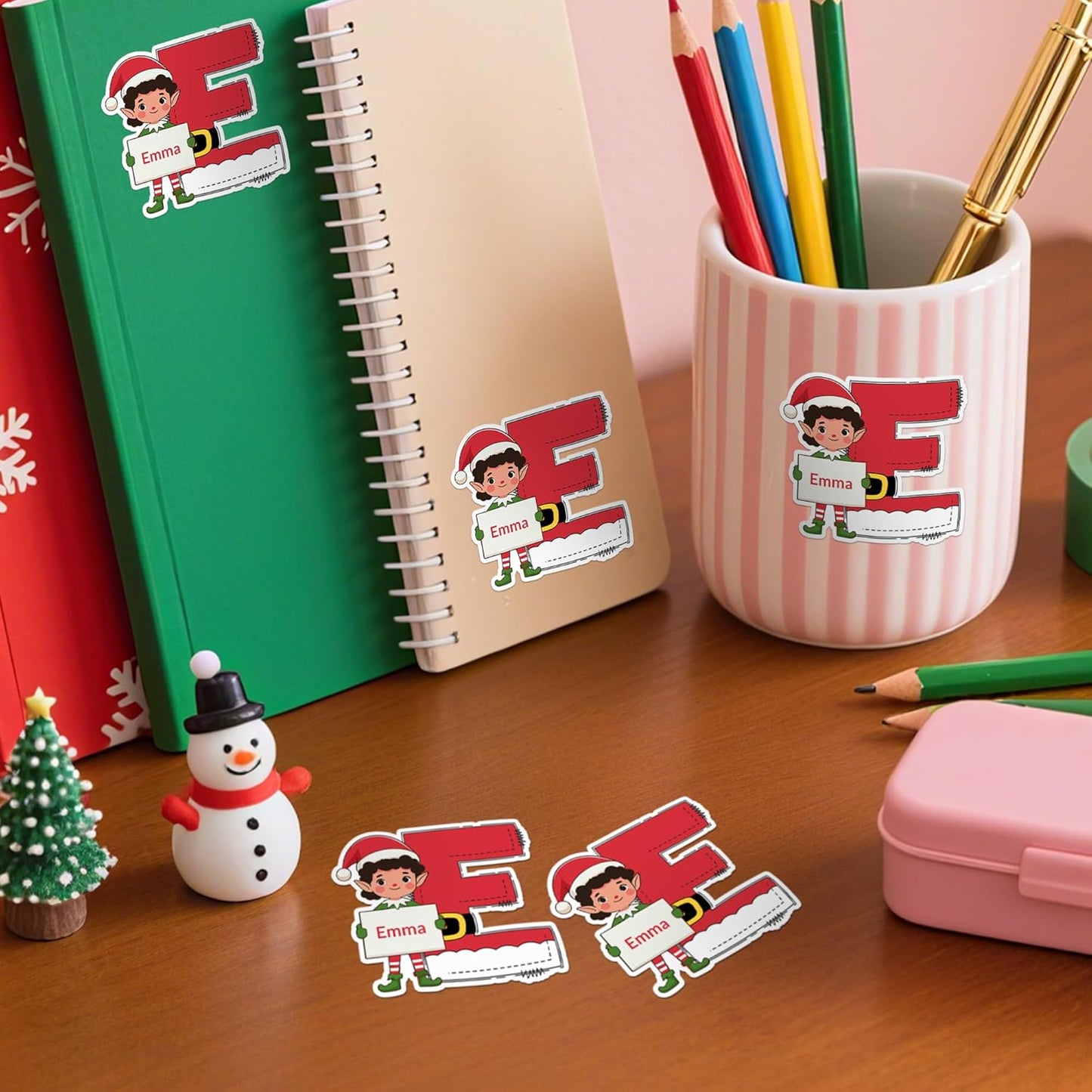 Personalized Christmas Stickers, Custom Name & Elf Waterproof Christmas Gift Tags for Gift Box Holiday Decorations, Stockings, Party Favors