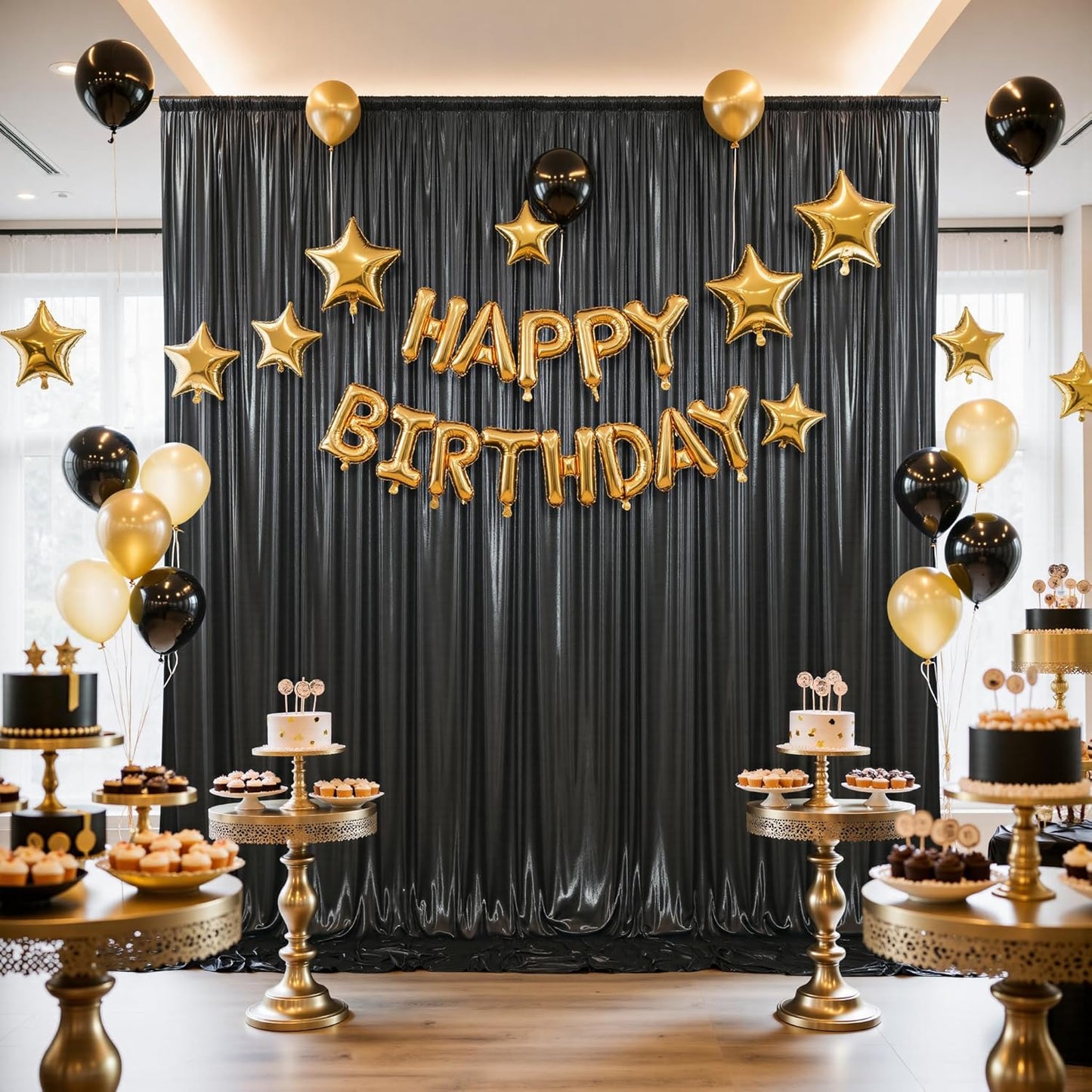 10x10FT Black Sequin Backdrop - 2 Panels 5x10FT Wrinkle-Free Glitter Drapes for Weddings, Parties & Events