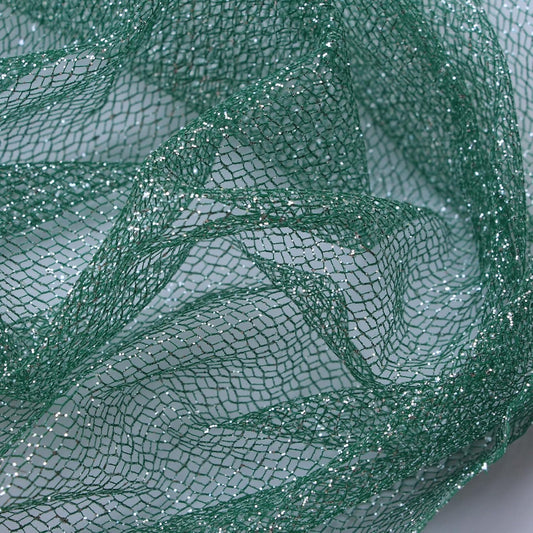 Glitter Tulle Fabric 56 Inch by 5.5 Yards Fabric Tulle Bolt for Wedding Christmas Decorations DIY White Tutu Baby Shower Table Skirt Ceiling Decor Birthday Party Craft Supplies-Green