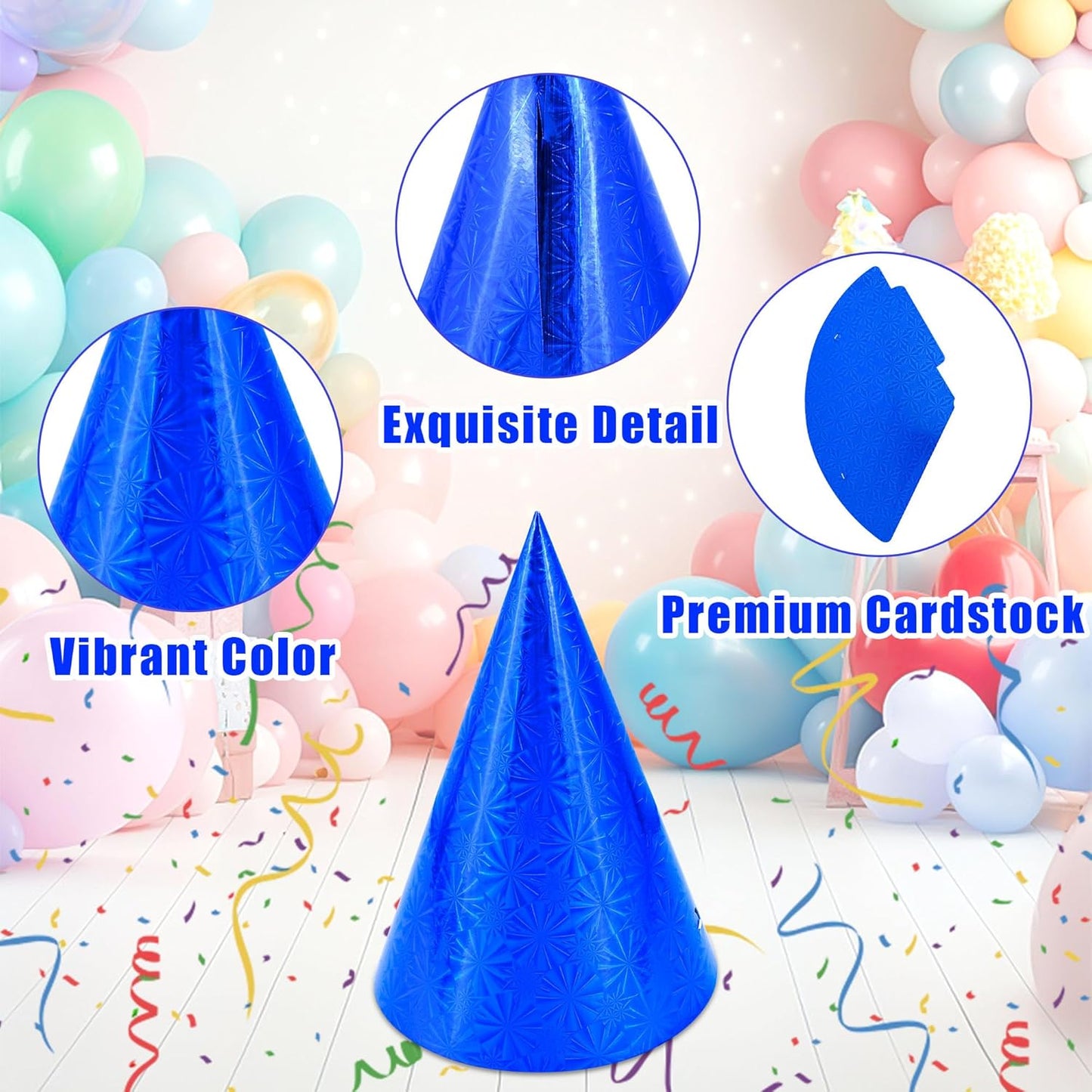 CANREVEL Party Hats for Kids and Adults, Birthday Party Headwear Supplies, Cone Hats Bulk for Girls Boy Women Men