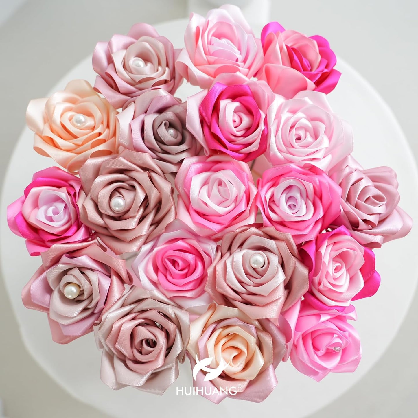 HUIHUANG Mauve Satin Ribbon 1-1/2 inch x 50 Yards Dark Rose Ribbon for Flower Bouquet, Eternal Flowers, DIY Crafts, Party Favors, Bridal Shower Wedding Decor, Gift Wrapping, Bows