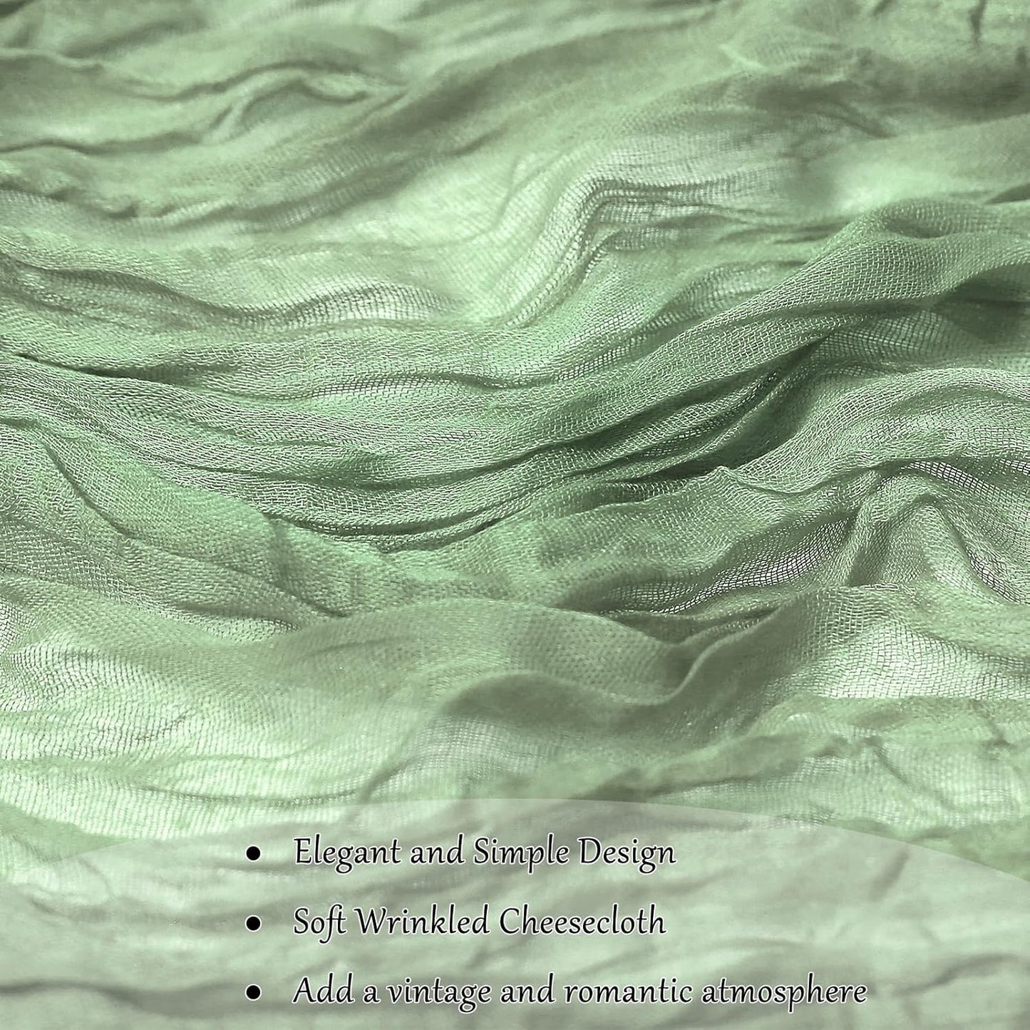 6-Pack Sage Green Cheesecloth Table Runners – 10FT (35x120 Inch) Boho Rustic Gauze Fabric Cheese Cloth Table Runner for Weddings, Baby Showers, Bridal Shower, Farmhouse & Birthday Party Decor