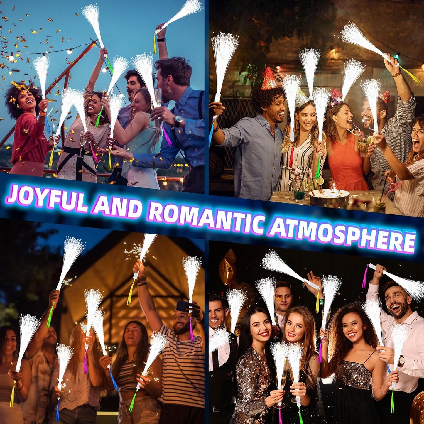 76 PCS White Fiber Optic Sticks, LED Fiber Wands, Fiber Optic Wand with 3 Light Modes, Glow in the Dark Party Supplies, Wedding Party Supplies, for Wedding, New Year, Birthday, Carnival