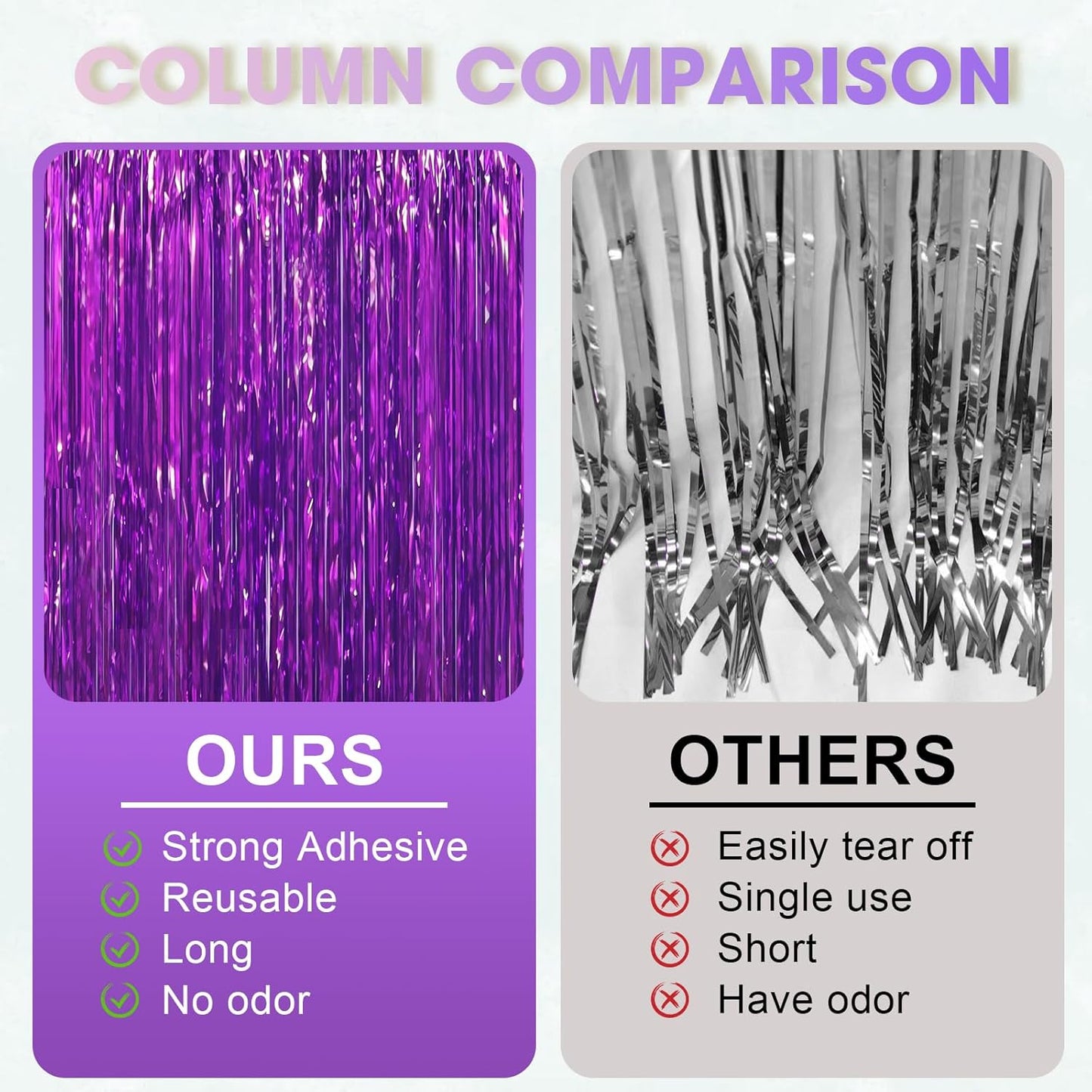3 Pack 3.3 x 6.6 ft Purple Foil Fringe Backdrop Curtains, Tinsel Streamers Party Decorations, Fringe Backdrop for Birthday, Baby Shower, Gender Reveal, Graduation
