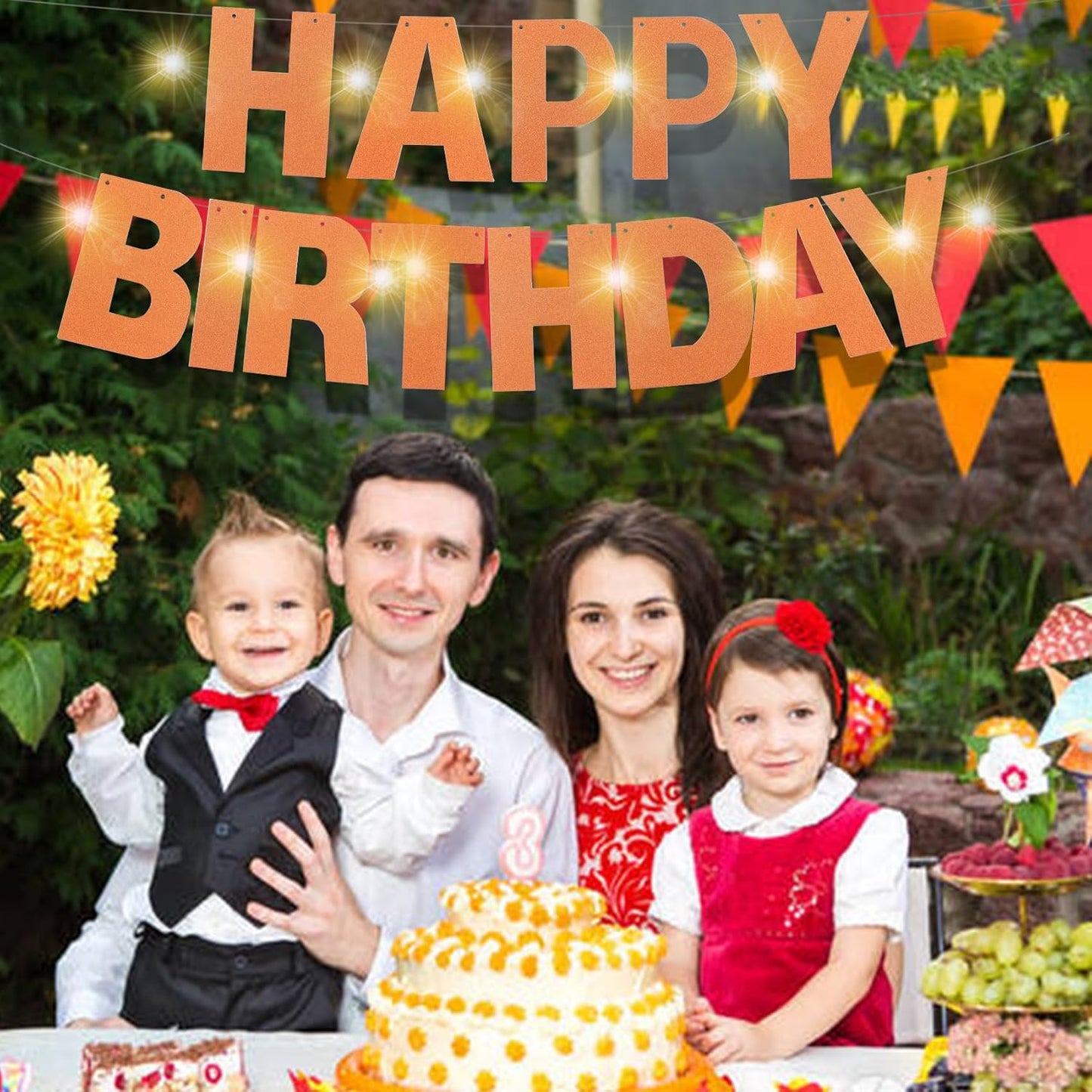 167Pcs DIY Glitter Customizable Banner Kit Custom Banners DIY Happy Birthday Letter Banners Personalized Banner Decor for Easter Day Christmas Baby Shower Birthday Party Decorations(Glitter Orange)