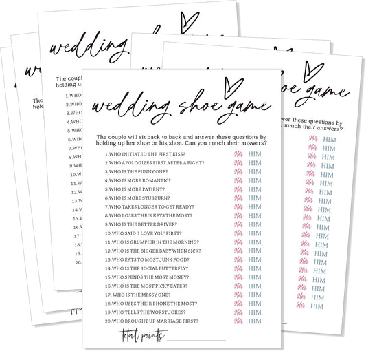 Fun Wedding Games Set - 25 Bridal Shower Games Cards, Engaging Bridal Party Entertainment for Wedding Shower, Engagement Party & Reception Fun a Must-Have for Minimalist Newlywed Game - A06