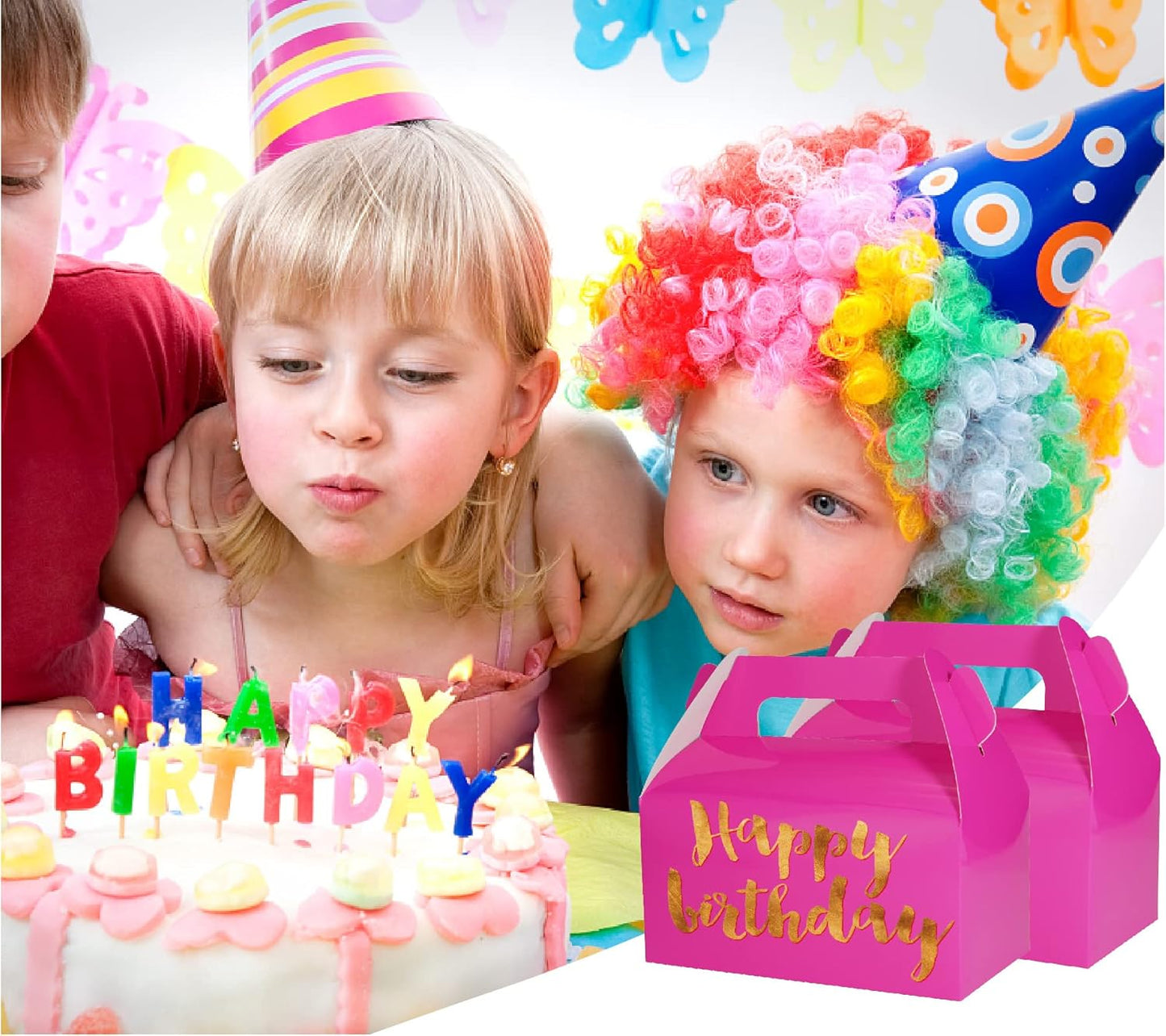 UnicoPak 30 Pack Shiny Hot Pink Gable Gift Boxes Party Favor Boxes, Candy Treat Boxes Goodie Bags for Candy, Treats, Girl Theme Birthday Party Wedding Valentine Baby Shower – 6.5x3.5x3.5 Inches