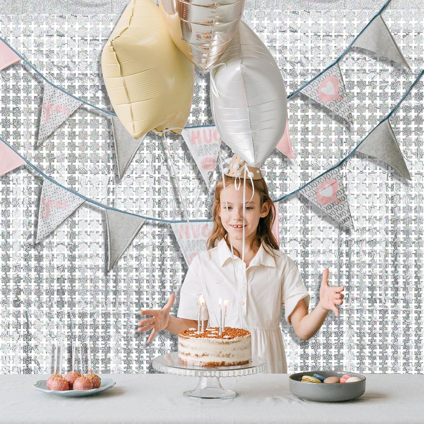 Square Tinsel Curtain Backdrop - 10pcs Glitter Foil Fringe Curtain Decor Silver Photo Booth Backdrop Streamers for Halloween, Christmas, Birthday, Graduation, Wedding Party Decorations