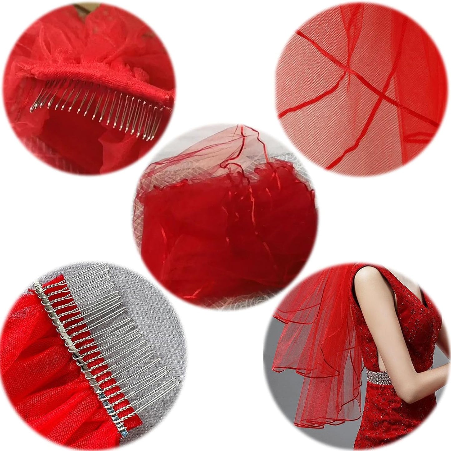 Women's Short Wedding Veils with Comb 3 Tier Halloween Tulle Bridal Veil