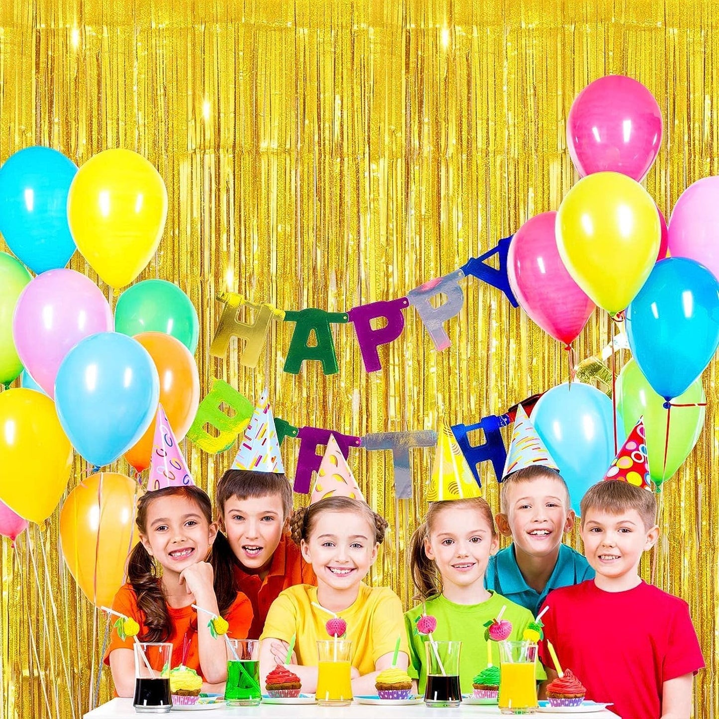 3 Pack Gold Foil Fringe Curtain,Birthday Backdrop Bachelorette Party Decorations 3.28X6.56 Feet Streamer Curtains for Parties Wedding Engagement Shower Graduation Decor