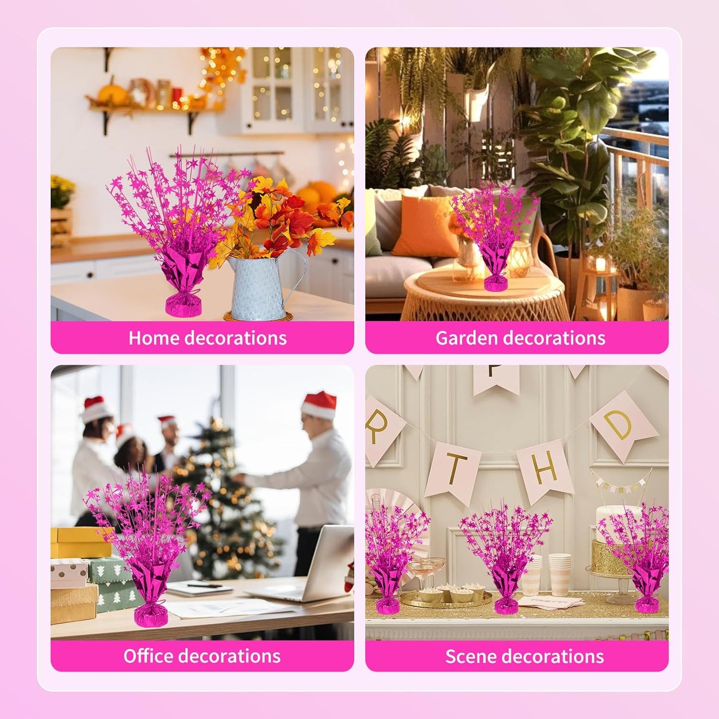 6 Pack Star Table Centerpieces for Party, Birthday Table Decorations for Kids Adults, Party Centerpieces for Tables for Wedding Baby Shower Graduation Holiday Event (Hot Pink)