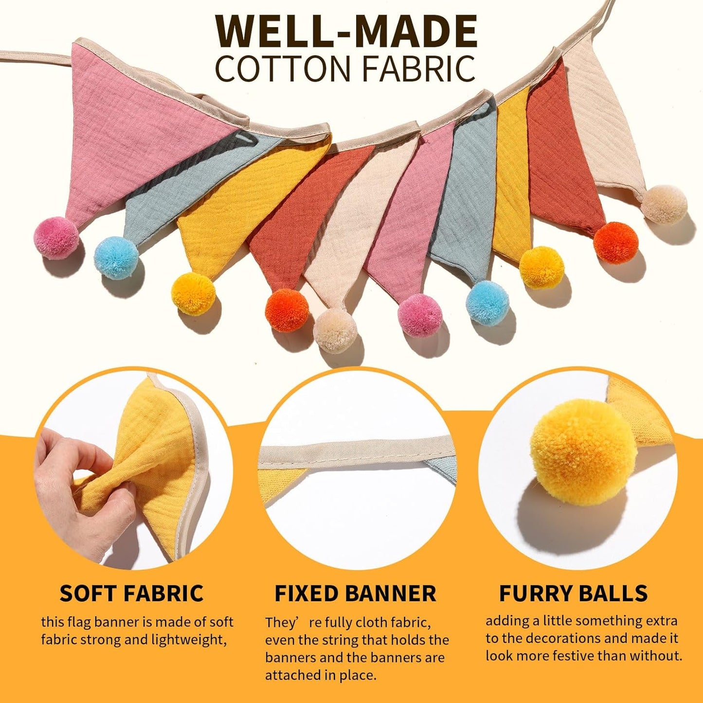 20 Pcs Pennant Banner Flags,2 Sets Garland Nursery Triangle Bunting Flag Baby Shower Banner for Nursery Decor Kindergarten Classroom Playroom Decor Baby Birthday Church Nursery Party Event(rainbow)