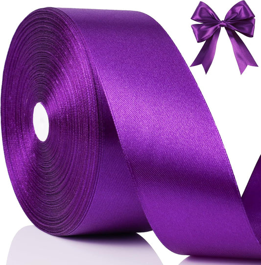 NESCCI 100 Yards Ribbon,1-1/2 Inch Purple Satin Ribbon,Single Face Satin Ribbons,Perfect for Gift Wrapping,Wedding Decoration,Handmade Bows,Wrapping Bouquet, Halloween, Christmas