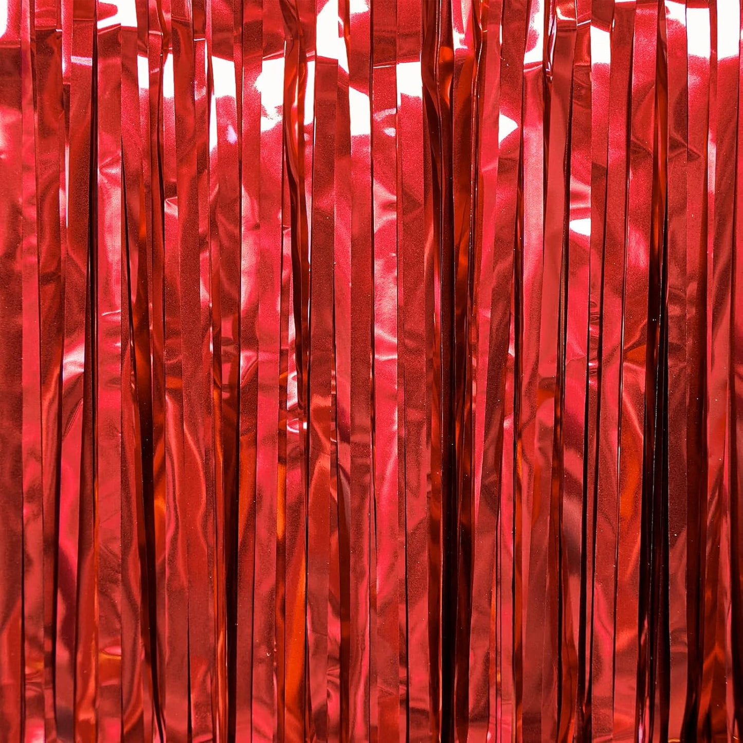 PartyWoo Red Streamers Fringe Curtain Backdrop 3 pcs 8.2 ft Tinsel Foil Backdrop for Baby Shower Graduation Birthday Girls Mothers Day Casino Firefighter Red Carpet Cherry Theme Party Decorations