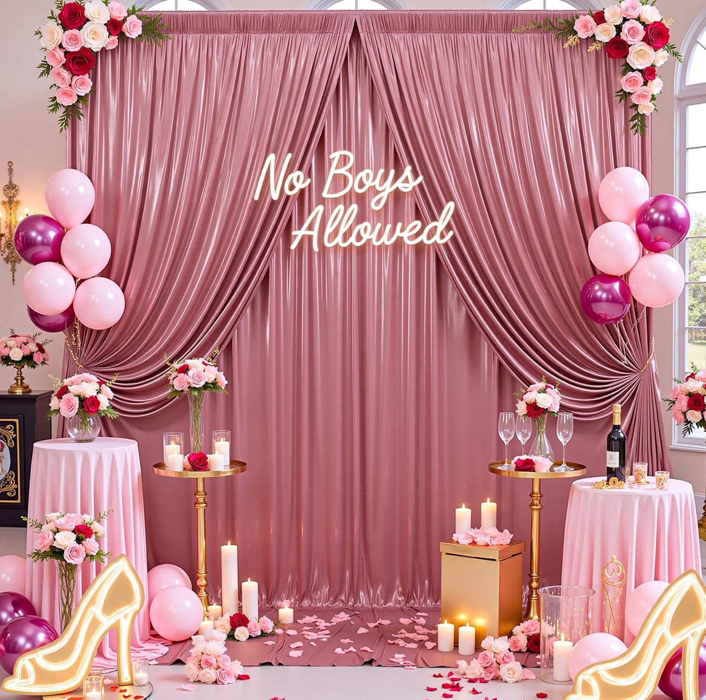 20ftx10ft Rose Gold Sequin Backdrop Curtain for Parties, Wrinkle Free Thick Glitter Sparkle Photo Backdrop Drapes 4 Panels 5x10FT Shimmer Back Drop Cloth for Wedding Birthday Photography Background