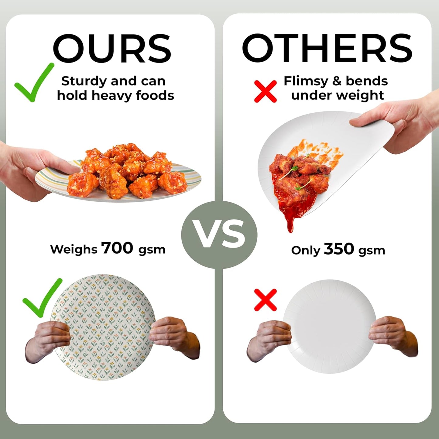 Trendables Heavy Duty Paper Plates Set For 32 Guests - 32 Each Of 8-inch And 10-inch Disposable Plates For Party - Fancy 64 Piece Dinnerware Set For All Occasions | Floral Design, Folk