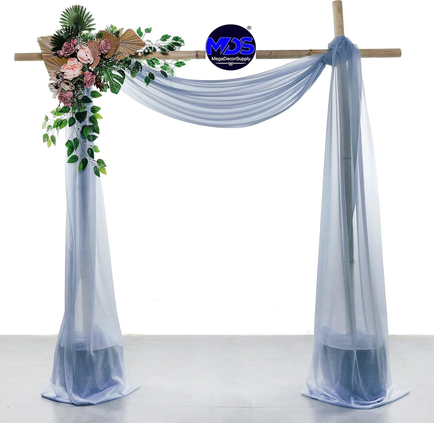 MDS Halloween Chiffon Draping Fabric - 2 Panel, 30" Wide x 40ft Long - Sheer Spooky Arbor & Canopy Drapery for Haunted House Backdrops, Party Ceilings, DIY Costumes & Themed Events - Dusty Blue