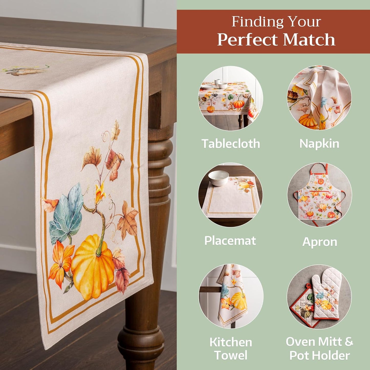 Maison d' Hermine Table Runner 100% Cotton Double Layer Table Runners 72 inches Long Decorative for Home Kitchen Dining Party Baby Shower Wedding Bridal Shower (Potiron, 14.50" x 72")