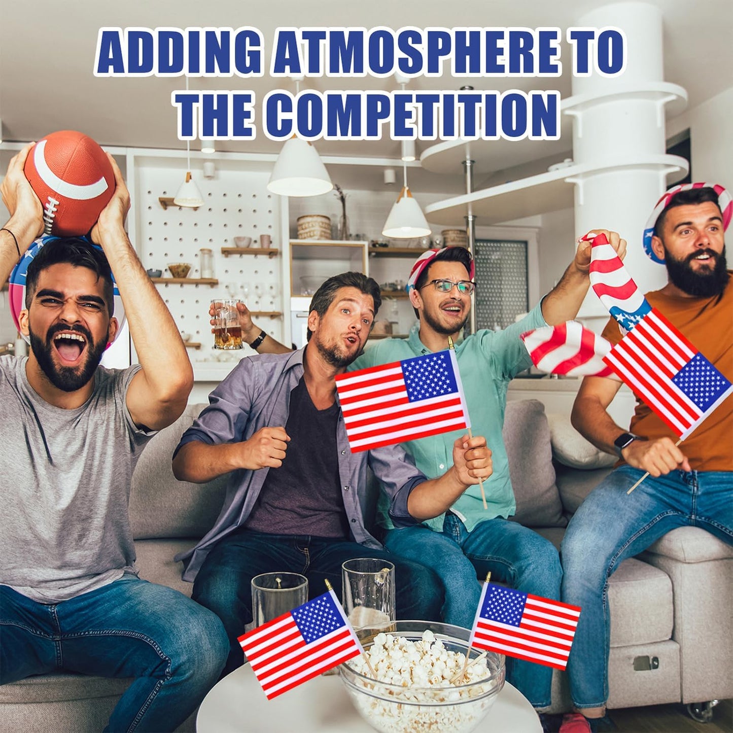 12Pcs Small American USA Flags on Wooden Stick Mini United States Flag Hand Held Flag Decorations,5x8 Inch