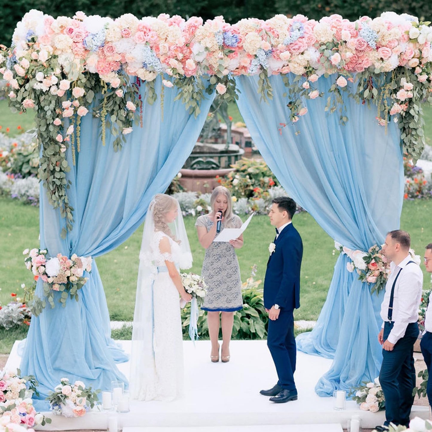 Wokceer Wedding Arch Draping Fabric 28.7" x 20FT Baby Blue Sheer Drapes Backdrop Arch Draping Fabric for Wedding Ceremony Birthday Party Bridal Shower Decoration