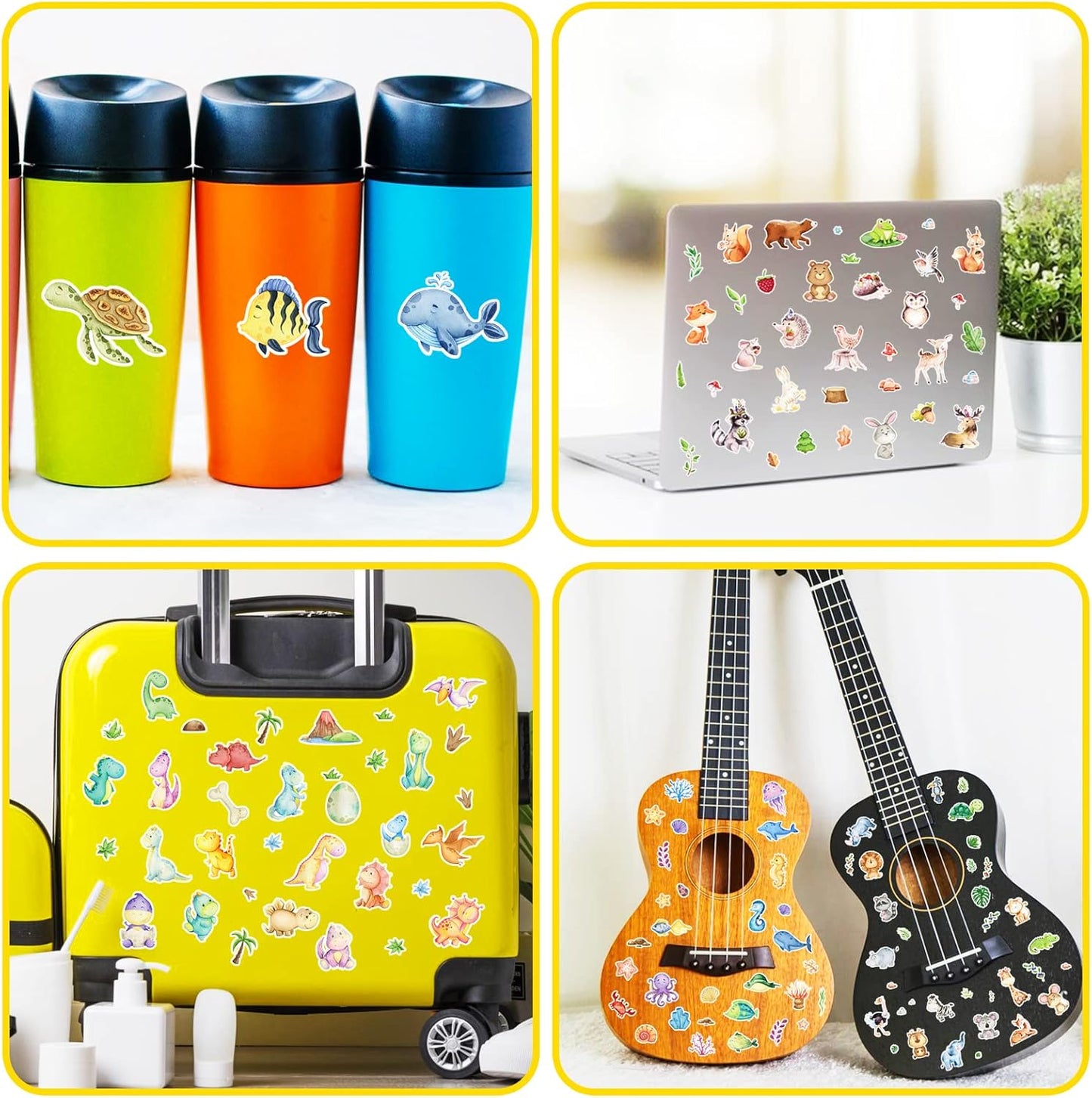Cute Watercolor Safari Woodland Animals Dinosaur Fish Stickers 715 Count for Toddlers Kids Teens Water Bottle Stickers for Laptop Tablet Phone Case Scrapbook Binders Luggage Guitar School Supplies