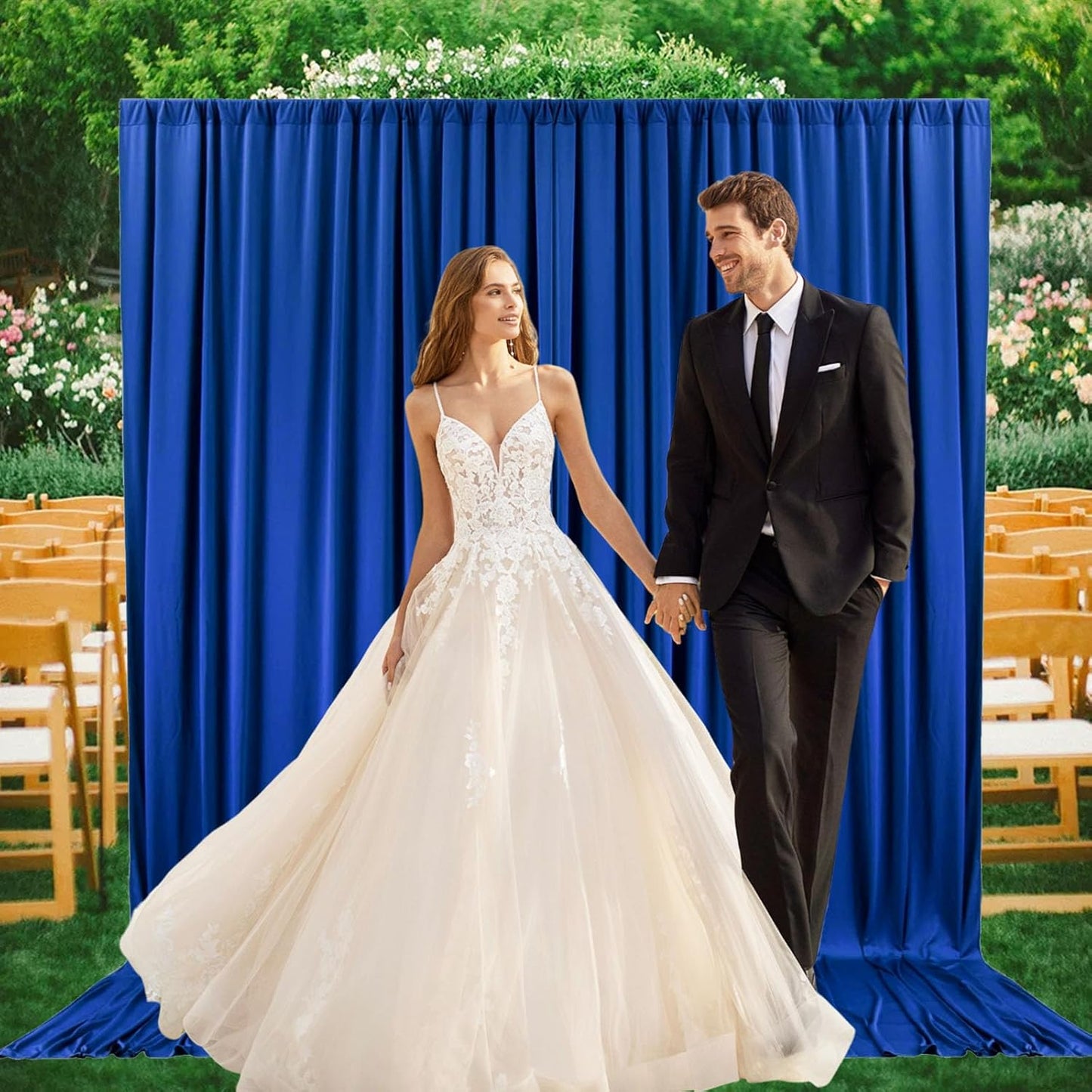 2 Panels Blue Backdrop Curtain, 10 x 7 Feet Background Curtains for Parties, Weddings, Baby Showers, Bachelorette Halloween, Christmas Birthday Party Photoshoot Backdrop Curtains Decorations