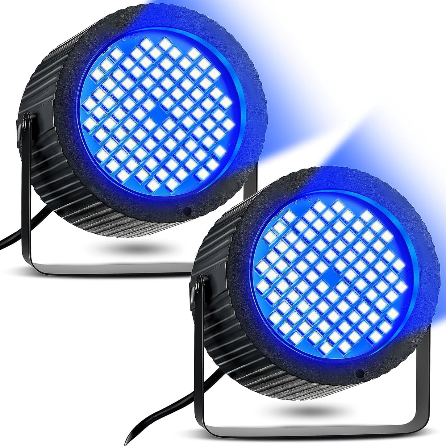 Funtery 2 Pcs Bright White Strobe Light 88 LEDs Flash Party Lighting Speed and Sound Modes Flashing Stage Lights for Christmas Easter Birthday Party Room Dance DJ Bar Karaoke Show Wedding(Blue)