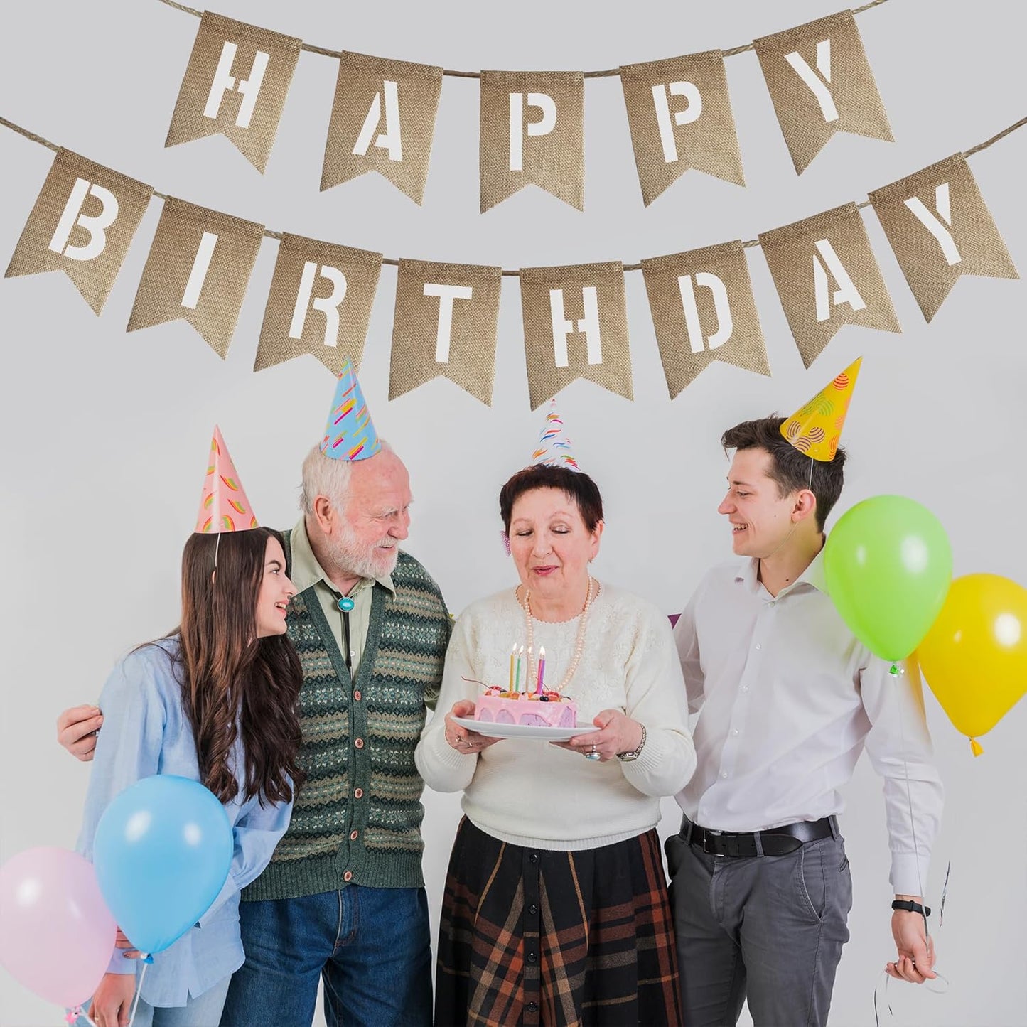 40 PCS DIY Burlap Banner with 42 PCS Letter Stencil Kit For Birthday Personalized Burlap Banner Set For Party