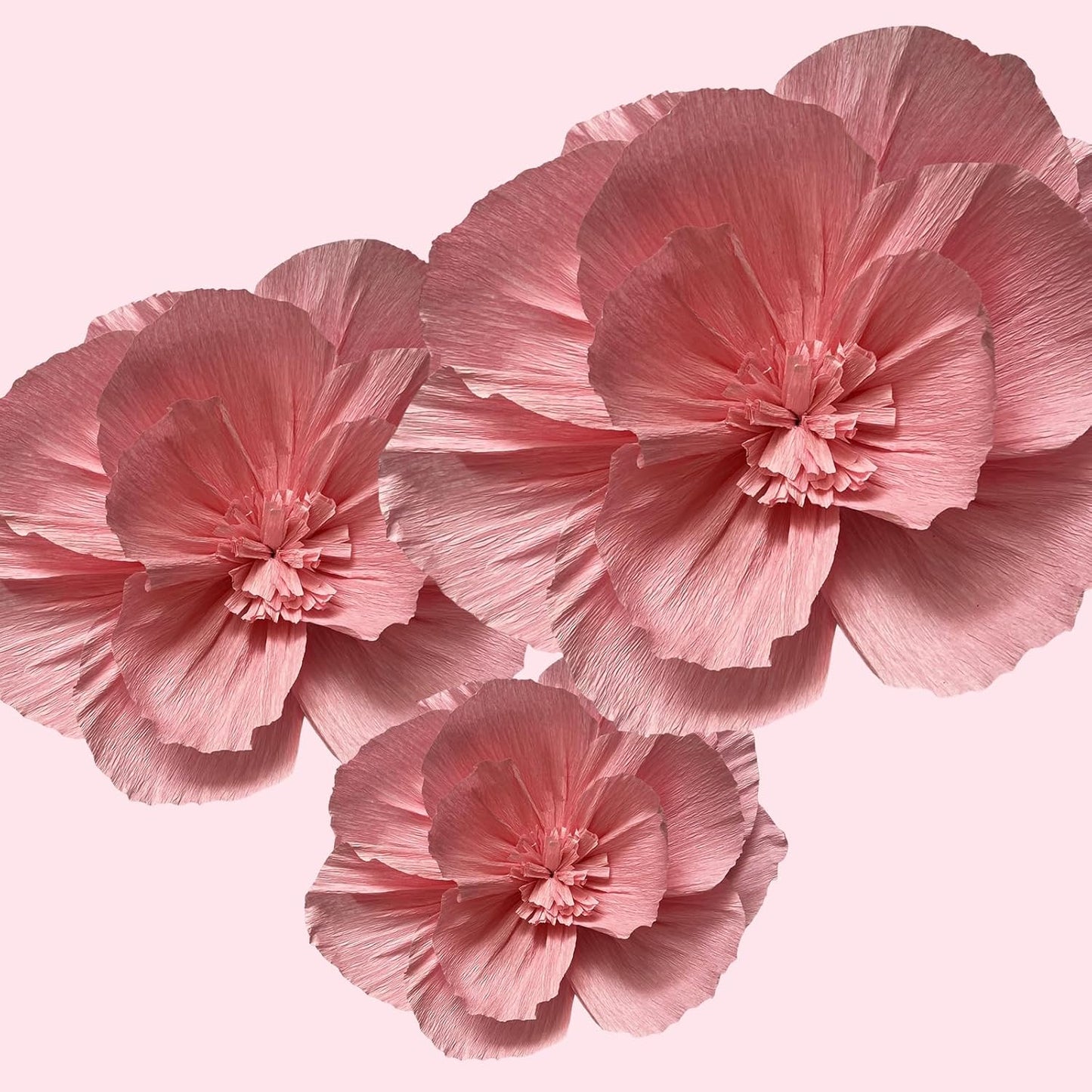 BRT Bearingshui Crepe Paper Flowers Decoration for Wall Total 9 Pcs, Artificial Flowers for Wedding Decor,Flower Backdrop Decor, Baby Bridal Shower Birthday Party, Pink 3D Wall Flowers Decor