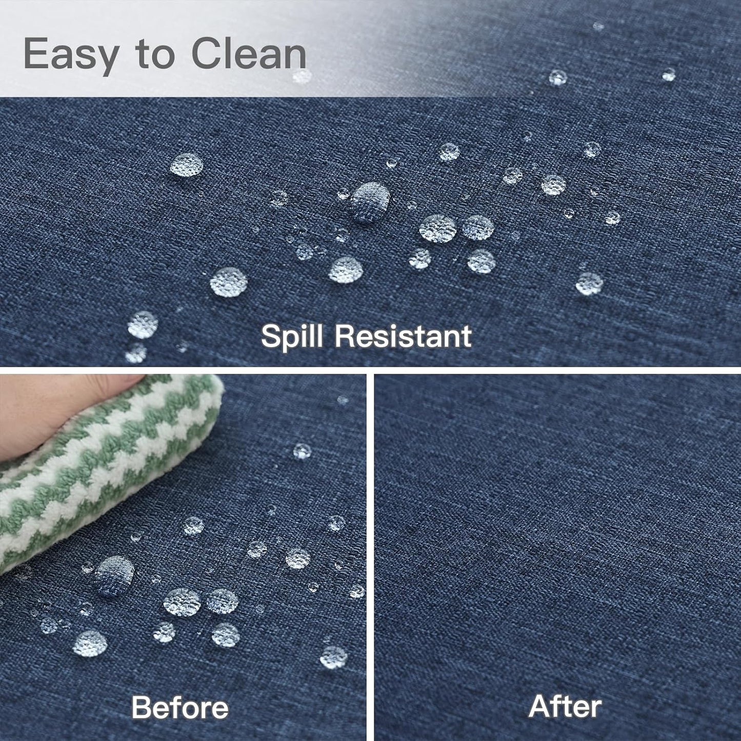 maxmill Linen Textured Rectangular Tablecloth Water Resistant Wrinkle Free Spill-Proof Stain Proof Dining Room Table Cloth Decoration Banquet Party Wedding Holiday Dinner, 52 x 84 Inch, Navy Blue