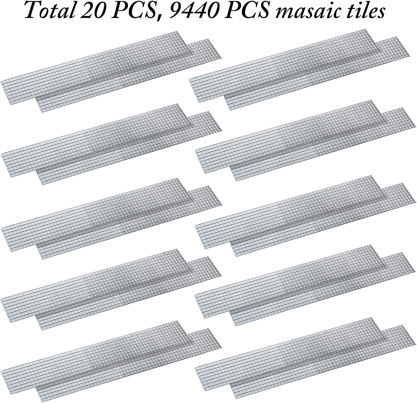 PP OPOUNT 9440 PCS Self Adhesive Mirror Mosaics Sheets, 5 x 5 mm Silver Mirrors Mosaic Square Glass for Craft,Home Decorations