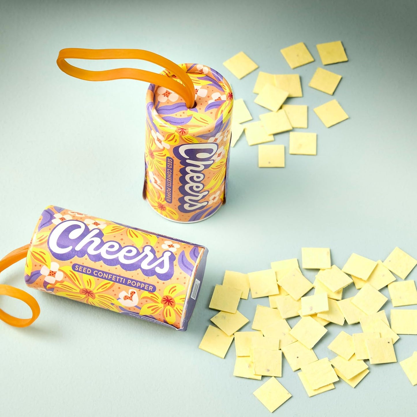 Modern Sprout Seed Confetti Poppers with Flower Seeds - Party Favors for Outdoor Wedding, Birthday & Parties - Non-Toxic, Plastic-Free & Pollinator Safe Plantable Seed Paper- Yellow Cheers(Pack of 12)