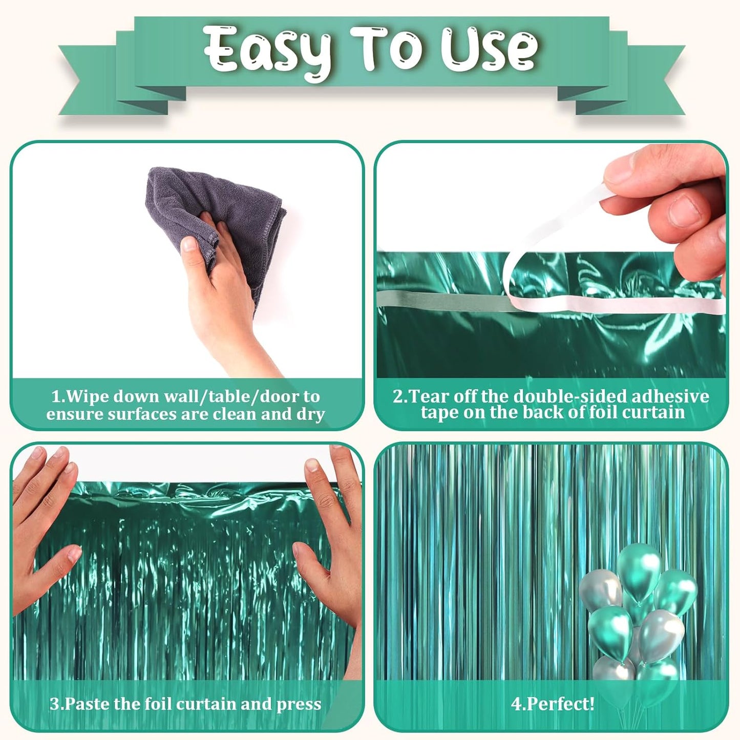 3 Pack 3.3 x 6.6 ft Dark Green Foil Fringe Backdrop Curtains, Tinsel Streamers Party Decorations, Fringe Backdrop for Birthday, Baby Shower, Gender Reveal, Graduation