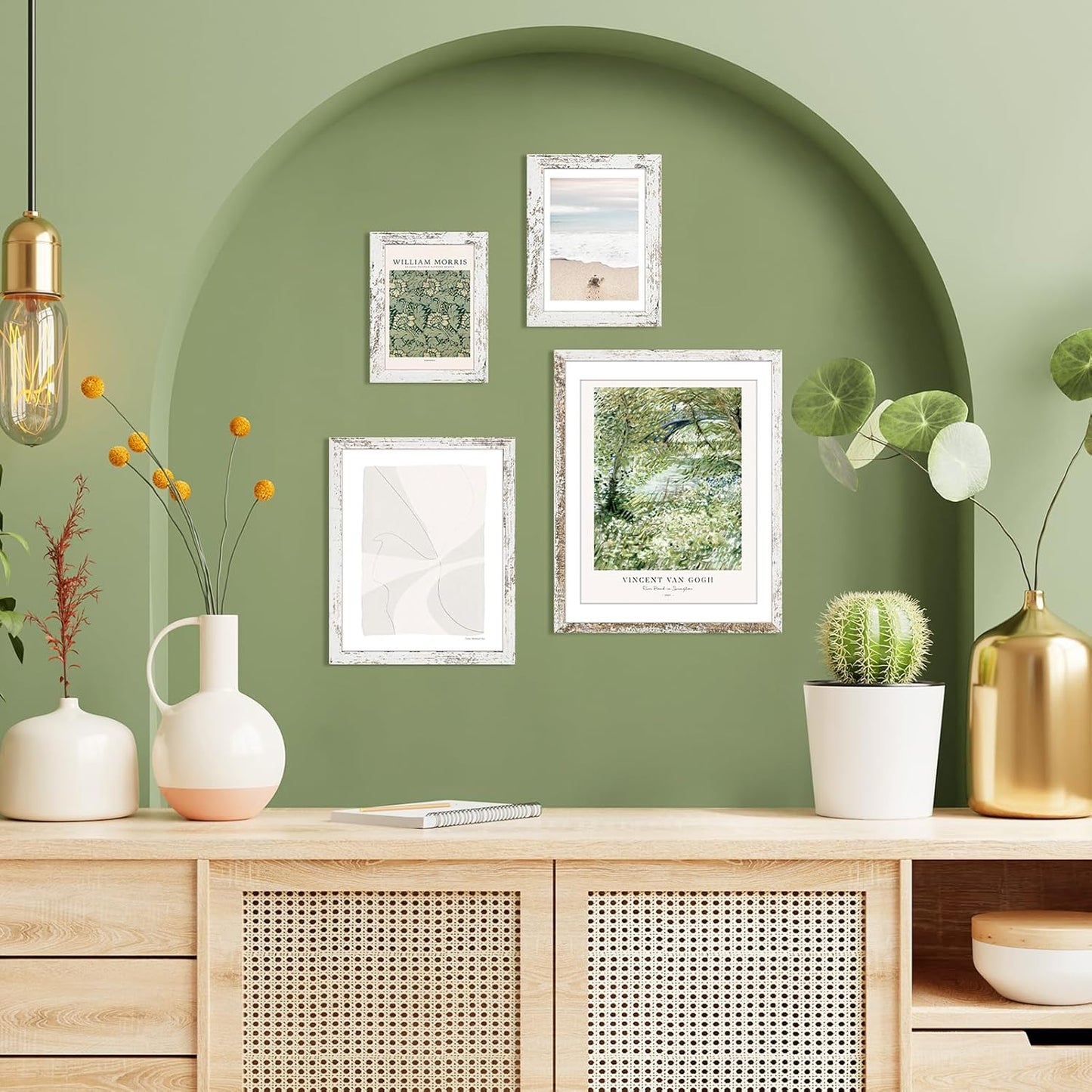 TWING 8x10 Rustic Picture Frames Set of 6 Distressed White Composite Wood Farmhouse Photo Collage Frame For Wall Decor Gallery Wall Frame Set Mounting or Table display, Ideal Valentine Gifts for