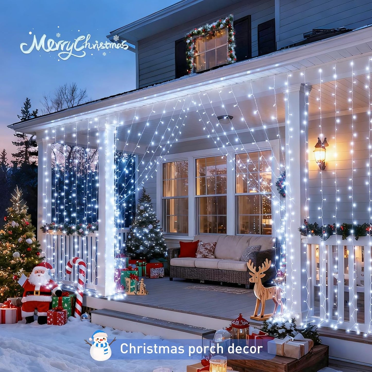 JMEXSUSS 900LED Christmas Curtain Lights Outdoor with Remote, 9.5x29.5ft White Christmas Lights Indoor Plug in, Hanging String Lights for Bedroom Wedding Backdrop Wall Window Xmas Decoration