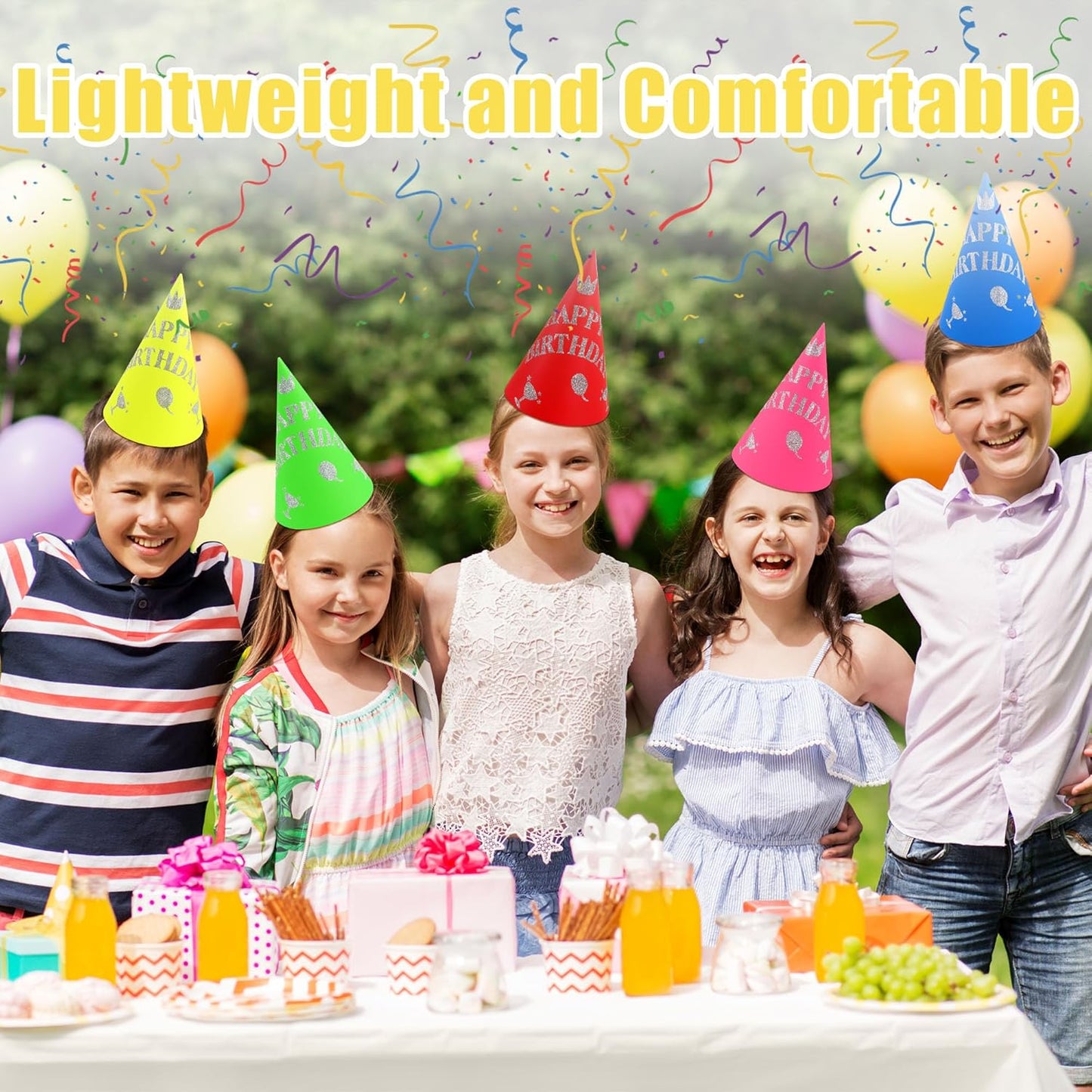 CANREVEL Party Hats for Kids and Adults, Birthday Party Headwear Supplies, Cone Hats Bulk for Girls Boy Women Men
