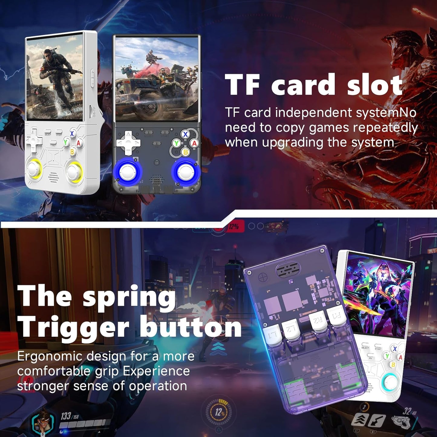 2025 New Upgrade R36ULTRA Retro Handheld Game Console with 64G Built-in 21000+ Classic Games,Portable Hand Held Open Source Linux System 4.0-in 4k HD IPS Screen Video Player (White)