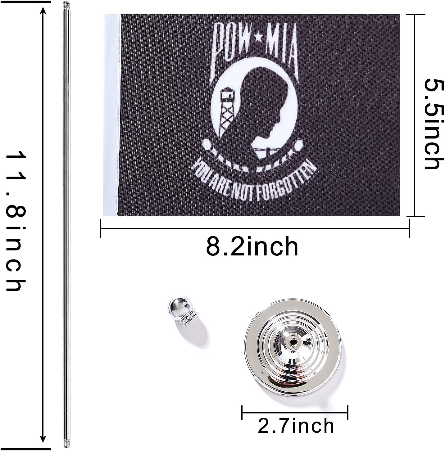 ZXvZYT 2 Pack American US POW MIA flag USA POW MIA table flag,Small Mini United States Military Desk Flags With Stand Base,for Army Party Events Celebration Decorations Supplies