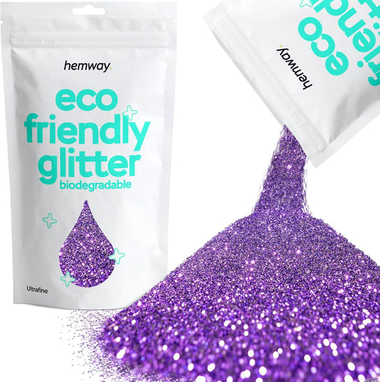 Hemway Eco Friendly Biodegradable Glitter 100g / 3.5oz Bio Cosmetic Safe Sparkle Vegan for Face, Eyeshadow, Body, Hair, Nail and Festival Makeup, Craft - Ultrafine (1/128" 0.008" 0.2mm) - Purple