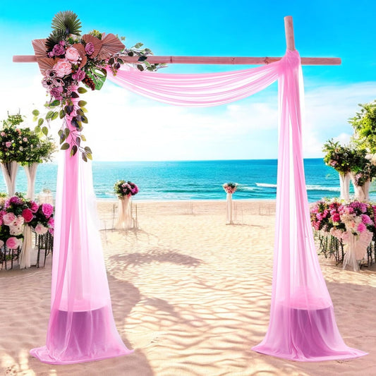 MDS Halloween Chiffon Draping Fabric - 2 Panel, 30" Wide x 50ft Long - Sheer Spooky Arbor & Canopy Drapery for Haunted House Backdrops, Party Ceilings, DIY Costumes & Themed Events - Bubblegum Pink