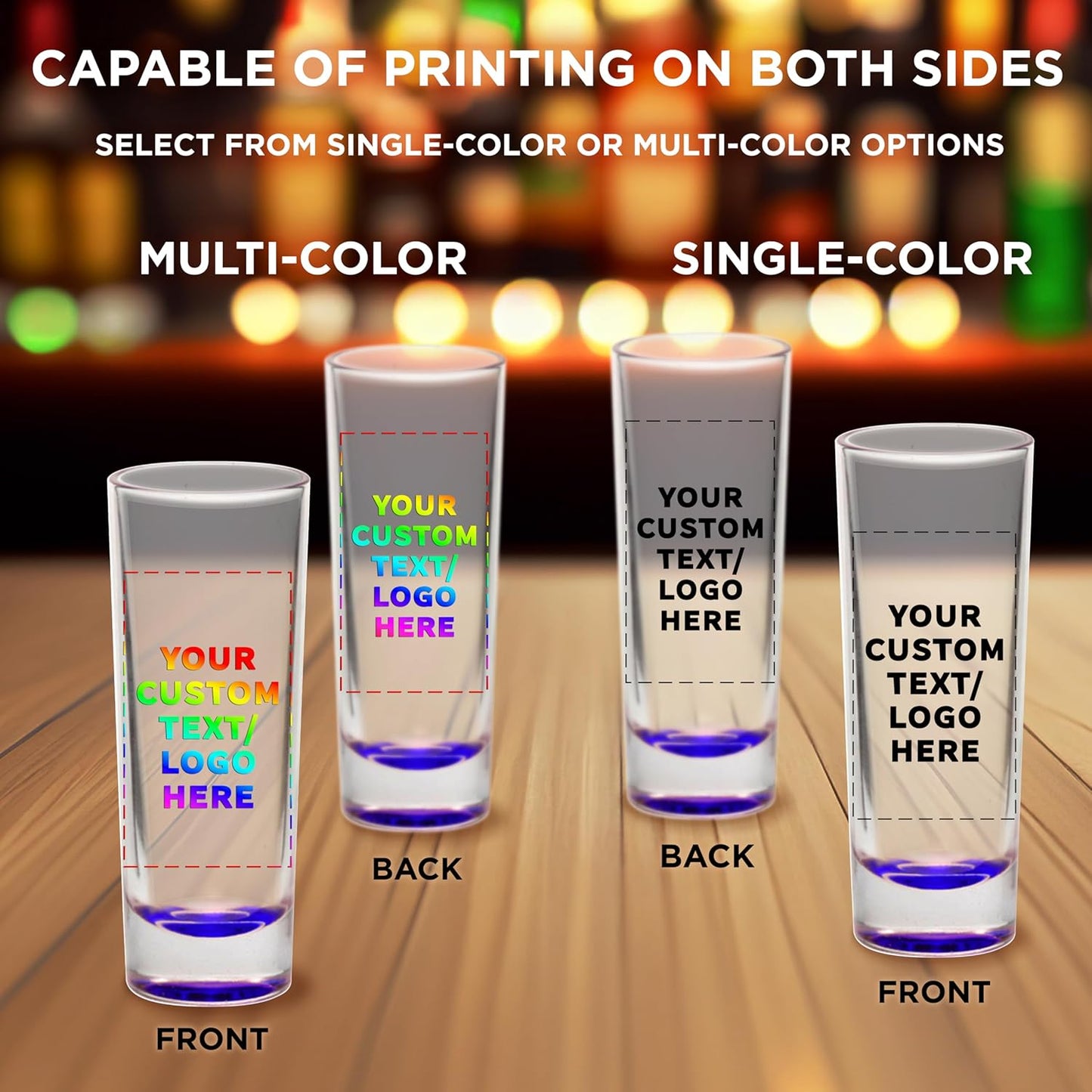 Custom Cordial Shooter Shot Glasses 2 oz. Set of 10, Personalized Bulk Pack - Great for Birthdays, Parties, Indoor & Outdoor Events - Purple