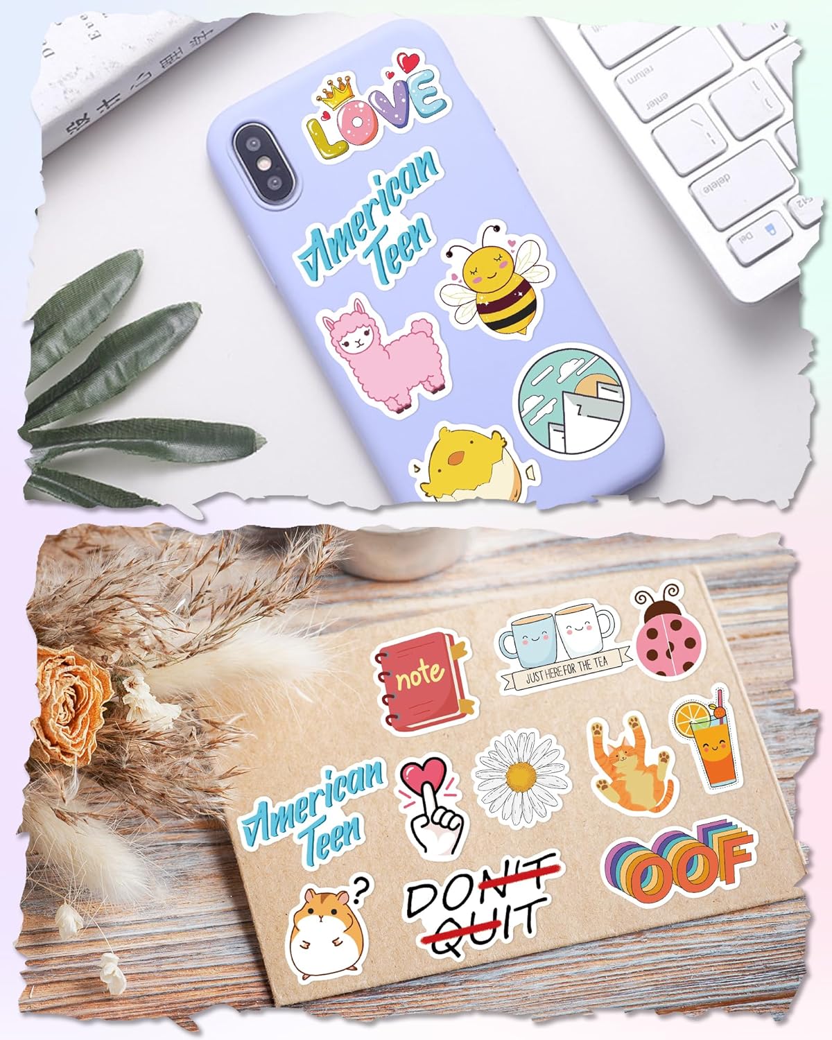 Sticker for Water Bottles, 100 Pcs/Pack Cute Vinyl Waterproof Vsco Laptop Stickers for School Students Gifts Classroom Teachers Prizes Stickers for Kids Teens Girls