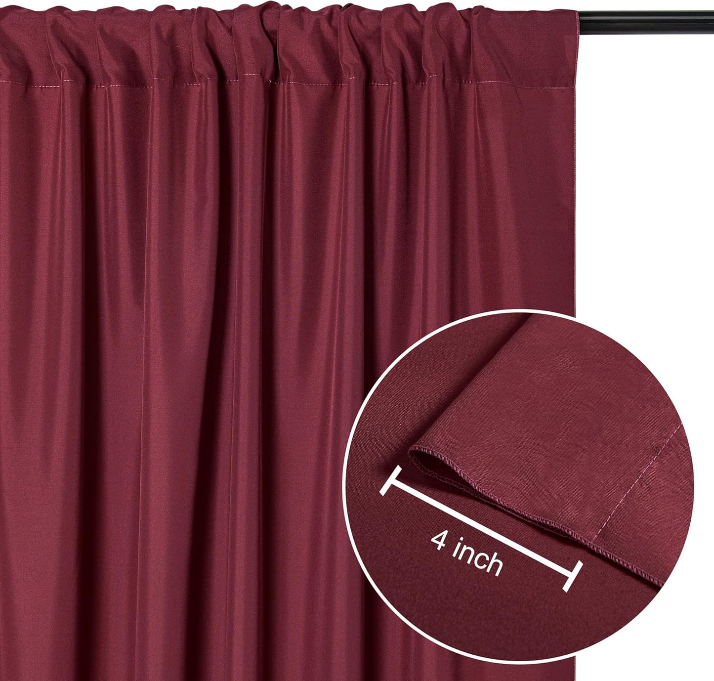 DWCN 10x8 FT Burgundy Backdrop Curtains for Parties, Photography Backdrop Drapes with Rod Pockets for Wedding Decorations Stage Birthday Family Gatherings, 2 Panels 5ft x 8ft