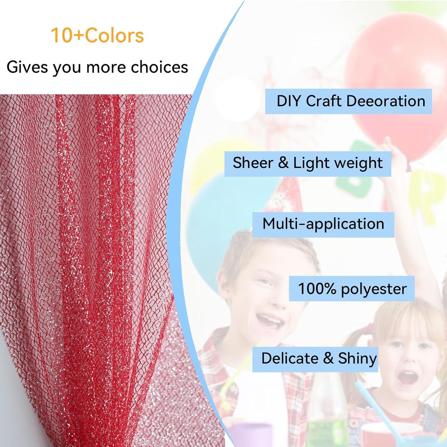 Glitter Tulle Fabric 56 Inch by 5.5 Yards Fabric Tulle Bolt for Wedding Christmas Decorations DIY White Tutu Baby Shower Table Skirt Ceiling Decor Birthday Party Craft Supplies-Champagne Gold