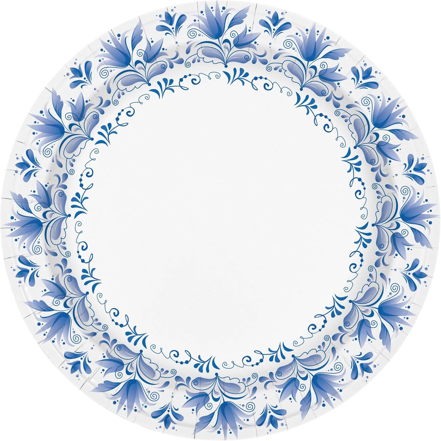Charmount Large Paper Plates, 100pcs Disposable, Blue Flower Printed, Soak & Cut Proof for Parties & Daily Use